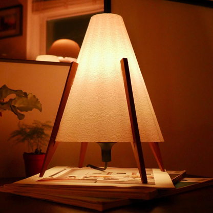 Tripod Supported Conical Shade Desk Lamp, Minimalist Tapered Shade Ambient Light For Relaxing Indoor Atmosphere