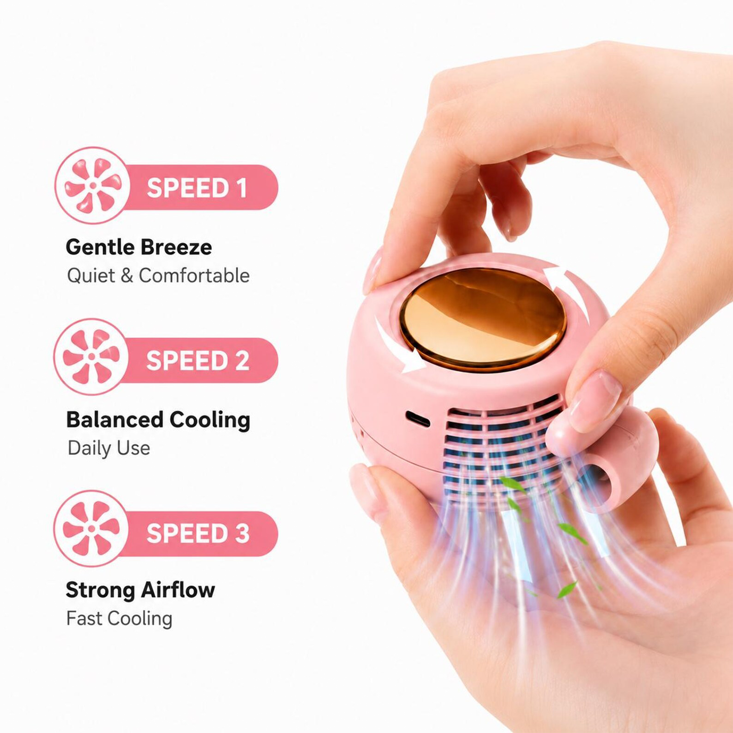 Wearable Clip-Style Mini Cooling Fan, Rechargeable Pocket Sized Air Cooler With Three Adjustable Wind Modes For Outdoor Activities