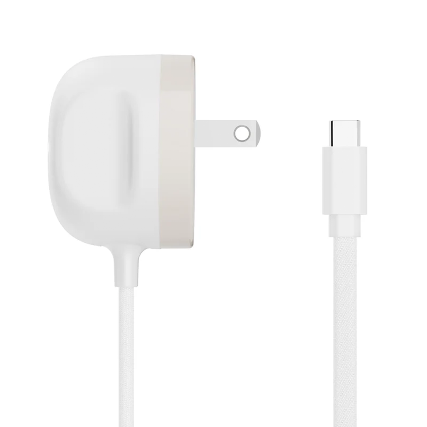 Integrated USB-C Wall Charging Assembly, 30W PD Fast Power Supply With Attached Tangle Resistant Connecting Cord