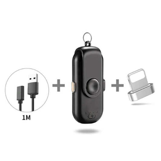 Compact Keychain Magnetic Power Pack, Pocket-Sized Portable Charger With Interchangeable Connector Adapters