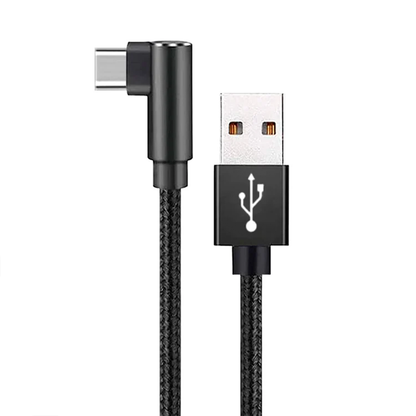 L-Shaped USB-A To USB-C Braided Cord, Right Angle Connection Charging And Data Cable For In-Vehicle Mounted Devices