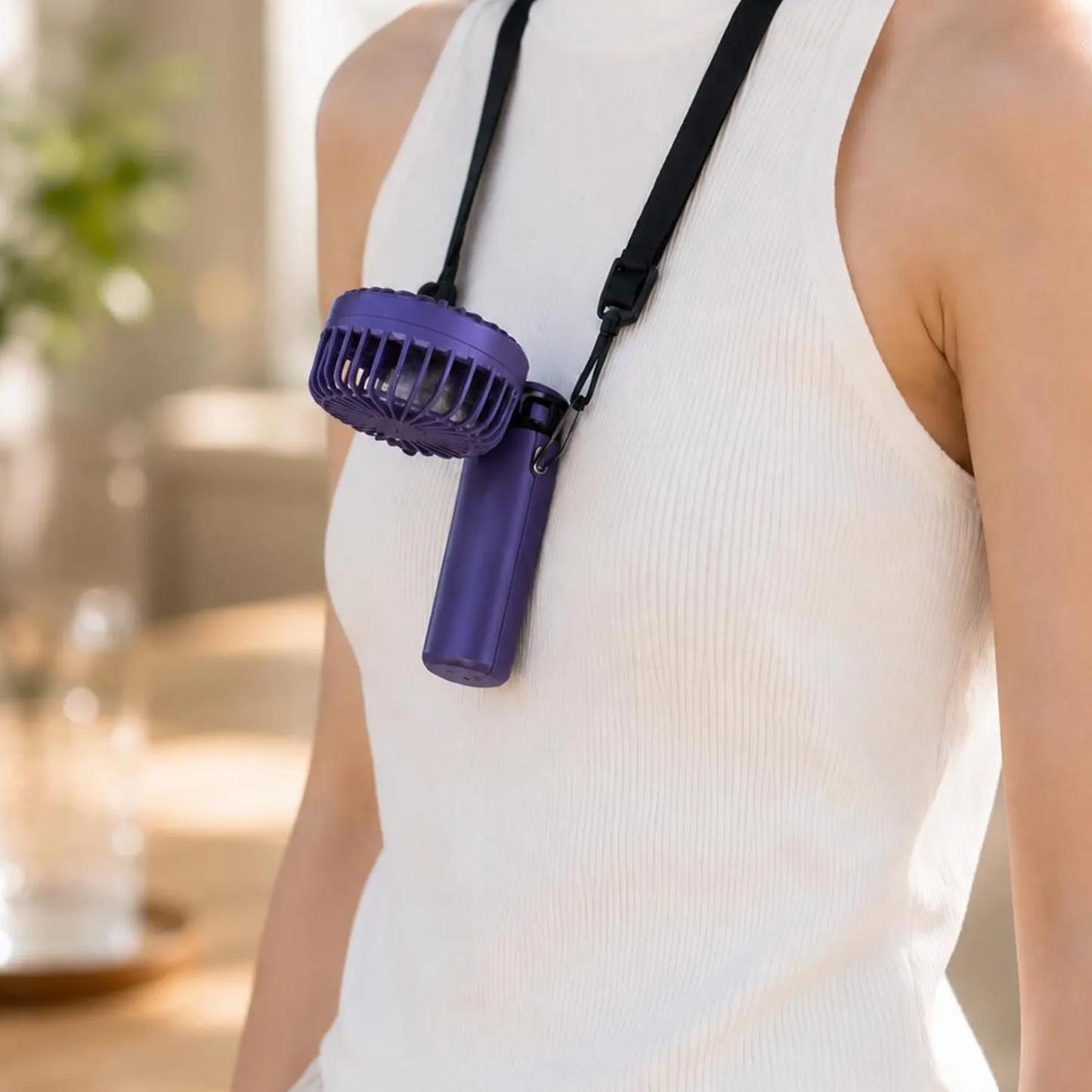 Foldable Handheld Digital Display Cooling Fan, Multi-Speed Rechargeable Mini Air Cooler With Detachable Base And Carry Strap