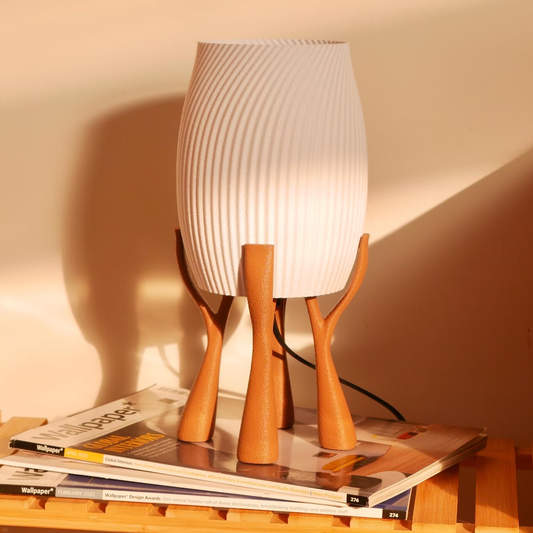 Vertical Sculptural Ambient Lamp, Minimalist Textured Table Light Emitting Gentle Radiance For Interior Styling
