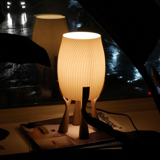 Vertical Sculptural Ambient Lamp, Minimalist Textured Table Light Emitting Gentle Radiance For Interior Styling