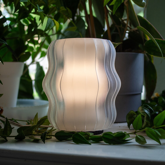 Double-Layer Wavy Silhouette Ambient Light, Translucent Compact Table Lamp With Dynamic Light Refraction For Indoor Atmosphere