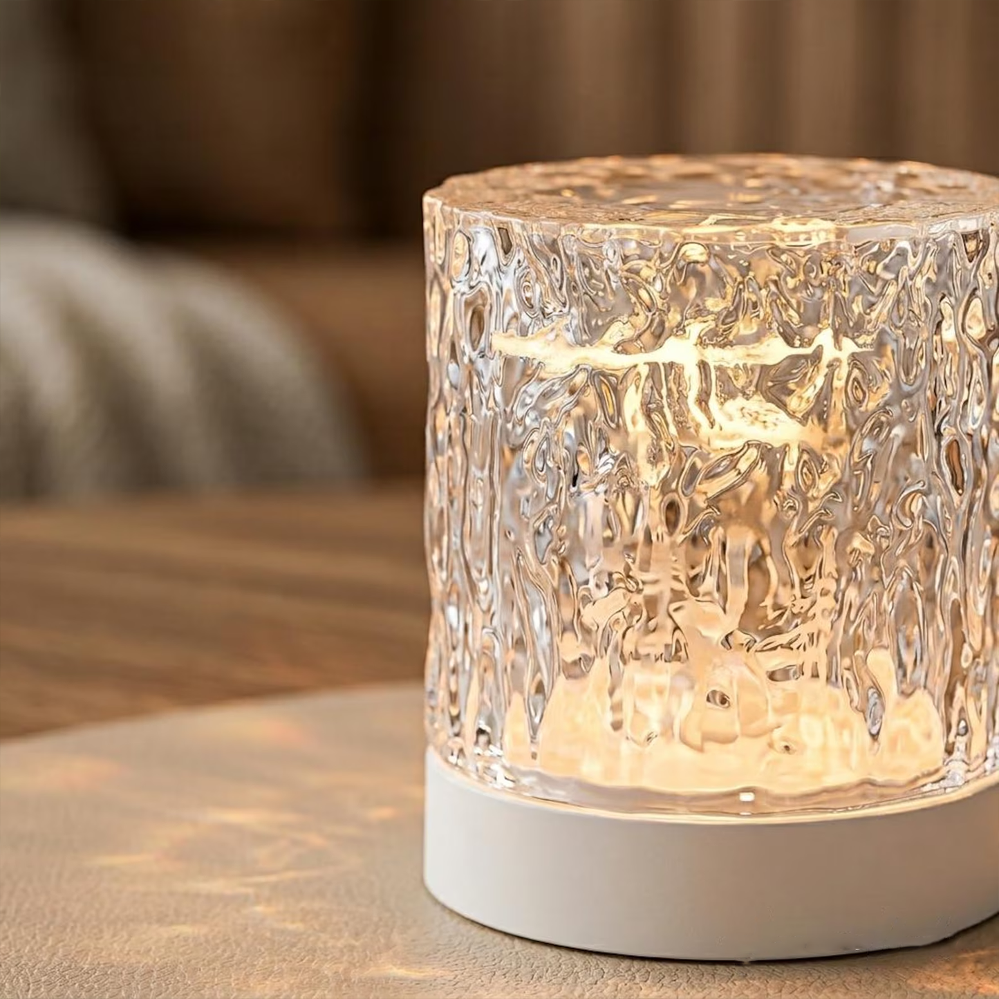 Rotating Water Wave Projection Lamp, Multicolor Cylindrical Ambient Light With Dynamic Ripple Visual Effects For Space Atmosphere